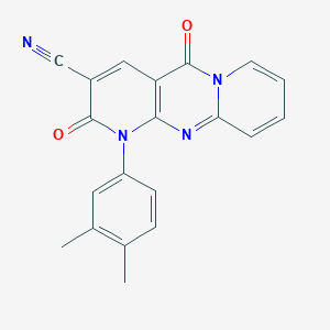 molecular formula C20H14N4O2 B1243316 7-(3,4-dimethylphenyl)-2,6-dioxo-1,7,9-triazatricyclo[8.4.0.03,8]tetradeca-3(8),4,9,11,13-pentaene-5-carbonitrile 