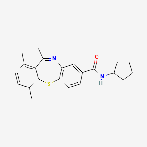 molecular formula C22H24N2OS B12433436 N-Cyclopentyl-10,12,15-trimethyl-2-thia-9-azatricyclo[9.4.0.0,3,8]pentadeca-1(15),3,5,7,9,11,13-heptaene-6-carboxamide 