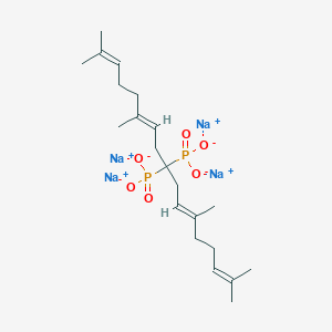 molecular formula C21H34Na4O6P2 B12433449 tetrasodium;dioxido-oxo-[(6E,11E)-2,6,12,16-tetramethyl-9-phosphonatoheptadeca-2,6,11,15-tetraen-9-yl]-lambda5-phosphane 