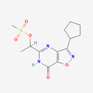 molecular formula C13H17N3O5S B12433576 1-{3-cyclopentyl-7-oxo-6H-[1,2]oxazolo[4,5-d]pyrimidin-5-yl}ethyl methanesulfonate 