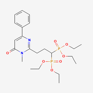 molecular formula C22H34N2O7P2 B1243378 2-[3,3-Bis(diethoxyphosphoryl)propyl]-3-methyl-6-phenylpyrimidin-4-one 