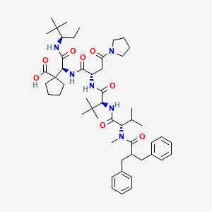 1-[(1S)-1-[[(2S)-2-[[(2S)-2-[[(2S)-2-[(2-benzyl-3-phenylpropanoyl)-methylamino]-3-methylbutanoyl]amino]-3,3-dimethylbutanoyl]amino]-4-oxo-4-pyrrolidin-1-ylbutanoyl]amino]-2-[[(3R)-2,2-dimethylpentan-3-yl]amino]-2-oxoethyl]cyclopentane-1-carboxylic acid