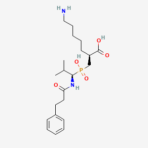 molecular formula C21H35N2O5P B1243391 (2s)-7-Amino-2-{[(R)-Hydroxy{(1r)-2-Methyl-1-[(3-Phenylpropanoyl)amino]propyl}phosphoryl]methyl}heptanoic Acid 