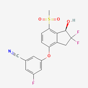molecular formula C17H12F3NO4S B12434089 3-[[(1R)-2,2-difluoro-1-hydroxy-7-methylsulfonyl-1,3-dihydroinden-4-yl]oxy]-5-fluorobenzonitrile 