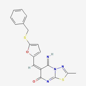 (6E)-5-azanylidene-2-methyl-6-[[5-(phenylmethylsulfanyl)furan-2-yl]methylidene]-[1,3,4]thiadiazolo[3,2-a]pyrimidin-7-one