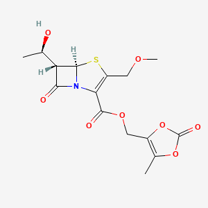 molecular formula C15H17NO8S B1243417 (5-methyl-2-oxo-1,3-dioxol-4-yl)methyl (5R,6S)-6-[(1R)-1-hydroxyethyl]-3-(methoxymethyl)-7-oxo-4-thia-1-azabicyclo[3.2.0]hept-2-ene-2-carboxylate 