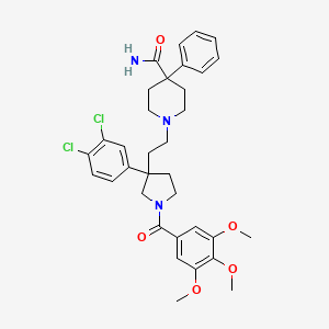 molecular formula C34H39Cl2N3O5 B1243421 4-Phenyl-1-[2-[3-(3,4-dichlorophenyl)-1-(3,4,5-trimethoxybenzoyl)pyrrolidin-3-yl]ethyl]piperidine-4-carboxamide 