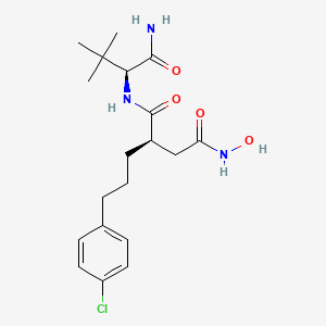 molecular formula C19H28ClN3O4 B1243426 (2R)-N-[(2S)-1-amino-3,3-dimethyl-1-oxobutan-2-yl]-2-[3-(4-chlorophenyl)propyl]-N'-hydroxybutanediamide 