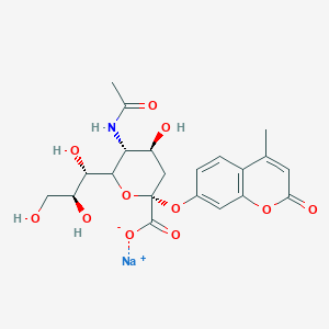 molecular formula C21H24NNaO11 B12434356 sodium;(2R,4S,5R)-5-acetamido-4-hydroxy-2-(4-methyl-2-oxochromen-7-yl)oxy-6-[(1S,2S)-1,2,3-trihydroxypropyl]oxane-2-carboxylate 