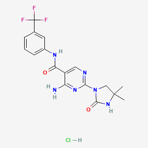 5-Pyrimidinecarboxamide, 4-amino-2-(4,4-dimethyl-2-oxo-1-imidazolidinyl)-N-(3-(trifluoromethyl)phenyl)-, monohydrochloride