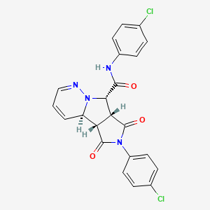 molecular formula C22H16Cl2N4O3 B1243462 (3aR,4S,9aR,9bS)-N,2-双(4-氯苯基)-1,3-二氧杂-3a,4,9a,9b-四氢吡咯[1,2]吡咯[3,5-b]吡啶-4-甲酰胺 