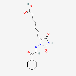 3-((2-Cyclohexyl-2-hydroxyethylidene)amino)-2,5-dioxo-4-imidazolidineheptanoic acid
