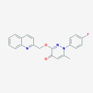 molecular formula C21H16FN3O2 B124347 1-(4-Fluorophenyl)-6-methyl-3-(2-quinolinylmethoxy)-4(1H)-pyridazinone CAS No. 146824-88-6