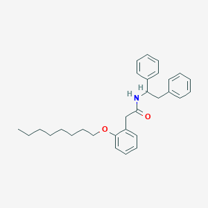 molecular formula C30H37NO2 B1243470 Benzeneacetamide, N-(1,2-diphenylethyl)-2-(octyloxy)- CAS No. 143895-84-5