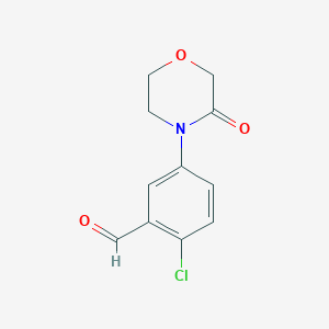 molecular formula C11H10ClNO3 B12435172 2-Chloro-5-(3-oxomorpholino)benzaldehyde 