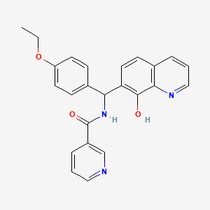 molecular formula C24H21N3O3 B12435376 N-[(4-Ethoxyphenyl)(8-hydroxyquinolin-7-yl)methyl]pyridine-3-carboxamide 