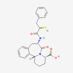molecular formula C24H26N2O4S B1243544 Pyrido(2,1-a)(2)benzazepine-4-carboxylic acid, 1,2,3,4,6,7,8,12b-octahydro-7-(((2R)-2-mercapto-1-oxo-3-phenylpropyl)amino)-6-oxo-, (4S,7S,12bR)- 