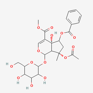 molecular formula C26H32O14 B12436208 methyl (4aR,7S)-7-(acetyloxy)-5-(benzoyloxy)-4a-hydroxy-7-methyl-1-{[3,4,5-trihydroxy-6-(hydroxymethyl)oxan-2-yl]oxy}-1H,5H,6H,7aH-cyclopenta[c]pyran-4-carboxylate 