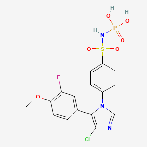 molecular formula C16H14ClFN3O6PS B1243629 N-[4-[4-Chloro-5-(3-fluoro-4-methoxyphenyl)imidazol-1-yl]phenylsulfonyl]phosphoramidic acid 