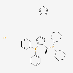 molecular formula C36H46FeP2 B12436304 cyclopenta-1,3-diene;dicyclohexyl-[(1S)-1-(2-diphenylphosphanylcyclopenta-2,4-dien-1-yl)ethyl]phosphane;iron 