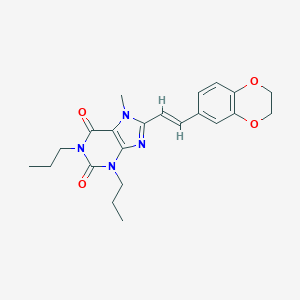 molecular formula C22H26N4O4 B124365 (E)-8-(2-(1,4-Benzodioxan-6-yl)vinyl)-7-methyl-1,3-dipropylxanthine CAS No. 151539-60-5