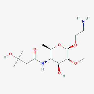 molecular formula C14H28N2O6 B12436638 N-[(2R,3S,4S,5R,6R)-6-(2-aminoethoxy)-4-hydroxy-5-methoxy-2-methyloxan-3-yl]-3-hydroxy-3-methylbutanamide 