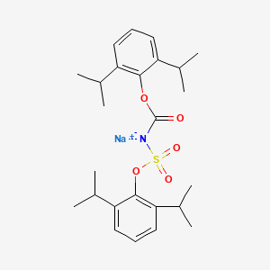 molecular formula C25H34NNaO5S B1243701 Carbamic acid, (2,6-diisopropylphenoxysulfonyl)-, 2,6-diisopropylphenyl ester, sodium salt CAS No. 142878-84-0