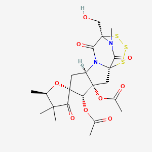 molecular formula C22H28N2O9S3 B1243824 [(1R,3S,4S,5R,5'R,7R,10R)-3-acetyloxy-10-(hydroxymethyl)-4',4',5',15-tetramethyl-3',9,14-trioxospiro[11,12,13-trithia-8,15-diazatetracyclo[8.3.2.01,8.03,7]pentadecane-5,2'-oxolane]-4-yl] acetate 