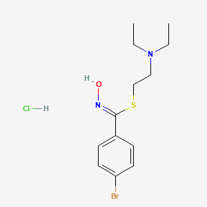 molecular formula C13H20BrClN2OS B1243841 p-Bromothiobenzohydroximic acid, S-diethylaminoethyl ester, hydrochloride CAS No. 41542-50-1