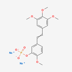 molecular formula C18H19Na2O8P B12438438 Disodium 2-methoxy-5-[2-(3,4,5-trimethoxyphenyl)ethenyl]phenyl phosphate 