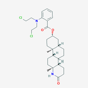 molecular formula C30H42Cl2N2O3 B124390 [(4aS,4bR,6aS,8S,10aS,10bS,12aS)-10a,12a-dimethyl-2-oxo-3,4,4a,4b,5,6,6a,7,8,9,10,10b,11,12-tetradecahydro-1H-naphtho[2,1-f]quinolin-8-yl] 2-[bis(2-chloroethyl)amino]benzoate CAS No. 157757-66-9