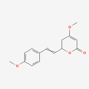 molecular formula C15H16O4 B12439315 4-methoxy-6-[(1E)-2-(4-methoxyphenyl)ethenyl]-5,6-dihydropyran-2-one 