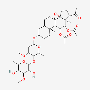 molecular formula C39H60O14 B12439394 (3beta,5alpha,11alpha,12beta,14beta,17alpha)-11,12-Bis(acetyloxy)-3-[[2,6-dideoxy-4-O-(6-deoxy-3-O-methyl-beta-D-allopyranosyl)-3-O-methyl-beta-D-arabino-hexopyranosyl]oxy]-8,14-epoxypregnan-20-one 