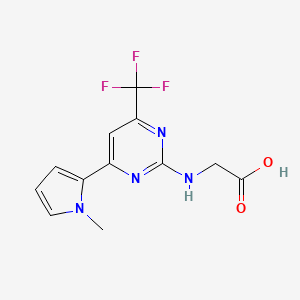 molecular formula C12H11F3N4O2 B12439396 N-[6-(1-Methylpyrrol-2-yl)-4-(trifluoromethyl)pyrimidin-2-yl]glycine 