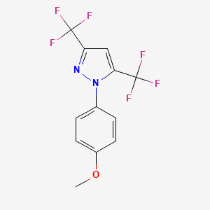 molecular formula C12H8F6N2O B12439611 1-(4-methoxyphenyl)-3,5-bis(trifluoromethyl)-1H-pyrazole 