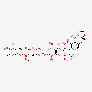 molecular formula C48H59NO19 B1243980 (6S,8R,9S,17R,23R)-2,6,9,30-tetrahydroxy-8-[(2S,5S,6R)-5-[(2S,4R,5R,6R)-5-[(2S,4R,5R,6R)-5-hydroxy-4-methoxy-6-methyloxan-2-yl]oxy-4-methoxy-6-methyloxan-2-yl]oxy-6-methyloxan-2-yl]oxy-23-methyl-11,14,16,24-tetraoxa-27-azaoctacyclo[15.14.1.03,12.05,10.013,32.019,31.021,29.023,27]dotriaconta-1(32),2,5(10),12,19,21(29),30-heptaene-4,28-dione 
