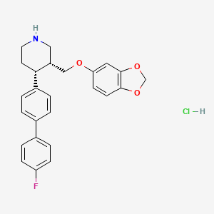 molecular formula C25H25ClFNO3 B12439936 (3R,4R)-3-[(2H-1,3-benzodioxol-5-yloxy)methyl]-4-{4'-fluoro-[1,1'-biphenyl]-4-yl}piperidine hydrochloride 