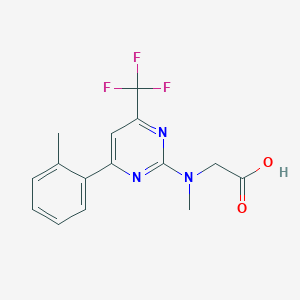 molecular formula C15H14F3N3O2 B12440177 N-Methyl-N-[6-(o-tolyl)-4-(trifluoromethyl)pyrimidin-2-yl]glycine 