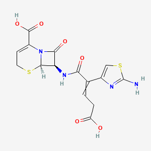 molecular formula C15H14N4O6S2 B12440360 (6R,7R)-7-((Z)-2-(2-Aminothiazol-4-yl)-4-carboxybut-2-enamido)-8-oxo-5-thia-1-azabicyclo[4.2.0]oct-2-ene-2-carboxylic acid 