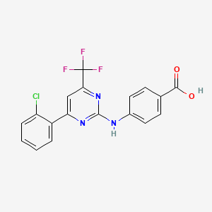 molecular formula C18H11ClF3N3O2 B12440407 4-[6-(2-Chlorophenyl)-4-(trifluoromethyl)pyrimidin-2-yl]aminobenzoic acid 