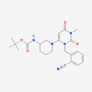 molecular formula C23H29N5O4 B12440597 tert-butyl N-(1-{3-[(2-cyanophenyl)methyl]-1-methyl-2,6-dioxopyrimidin-4-yl}piperidin-3-yl)carbamate 