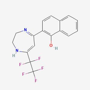 molecular formula C17H13F5N2O B12440599 2-(2,3-Dihydro-7-pentafluoroethyl-1H-1,4-diazepine-5-YL)-1-naphthol 