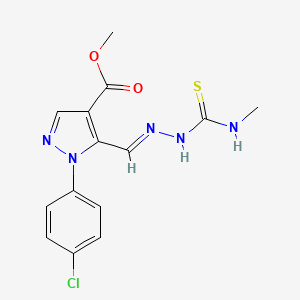 molecular formula C14H14ClN5O2S B1244066 methyl 1-(4-chlorophenyl)-5-[(E)-(methylcarbamothioylhydrazinylidene)methyl]pyrazole-4-carboxylate 