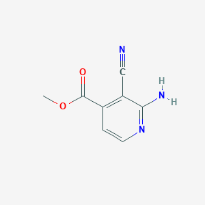 molecular formula C8H7N3O2 B12440693 Methyl 2-amino-3-cyanoisonicotinate 