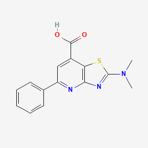 molecular formula C15H13N3O2S B12440837 Thiazolo[4,5-b]pyridine-7-carboxylic acid,2-(dimethylamino)-5-phenyl- 