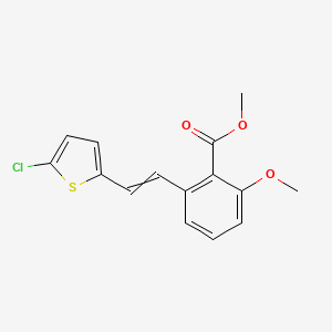 molecular formula C15H13ClO3S B12440988 Methyl 2-[(E)-2-(5-chloro-2-thienyl)vinyl]-6-methoxy-benzoate 
