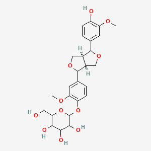 molecular formula C26H32O11 B12441291 2-[4-[(3aS,6aS)-3-(4-hydroxy-3-methoxyphenyl)-1,3,3a,4,6,6a-hexahydrofuro[3,4-c]furan-6-yl]-2-methoxyphenoxy]-6-(hydroxymethyl)oxane-3,4,5-triol 