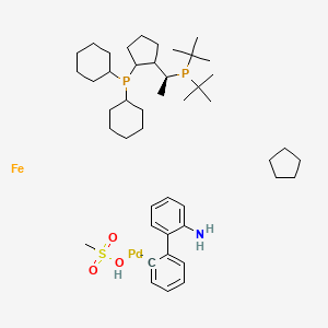 molecular formula C45H76FeNO3P2PdS- B12441332 cyclopentane;ditert-butyl-[(1S)-1-(2-dicyclohexylphosphanylcyclopentyl)ethyl]phosphane;iron;methanesulfonic acid;palladium;2-phenylaniline 