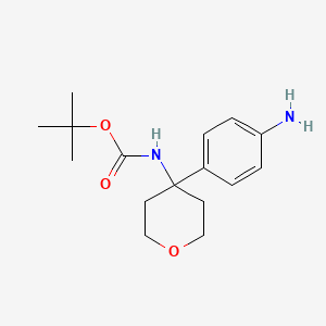 molecular formula C16H24N2O3 B12441526 Tert-butyl N-[4-(4-aminophenyl)oxan-4-YL]carbamate 