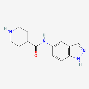 molecular formula C13H16N4O B12441572 N-1H-Indazol-5-yl-4-piperidinecarboxamide 